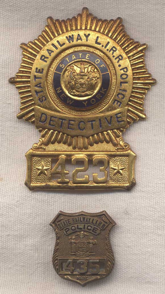 1950s New York State Railway Long Island Railroad Detective and Mini Badges