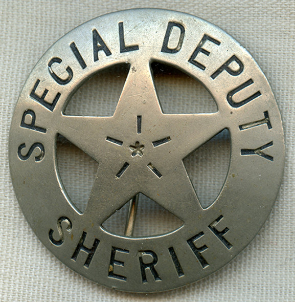 Great Old West 1870s-1880s Hand Stamped "Stock" Special Deputy Sheriff Circle Star Badge