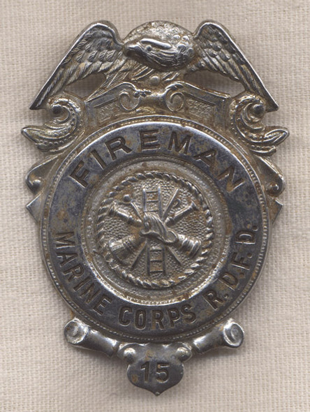 1940s-1950s US Marine Corps R.D.F.D. Fireman Badge