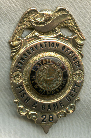 Late 1930s New Hampshire Fish & Game Dept. Conservation Officer (Game Warden) Badge