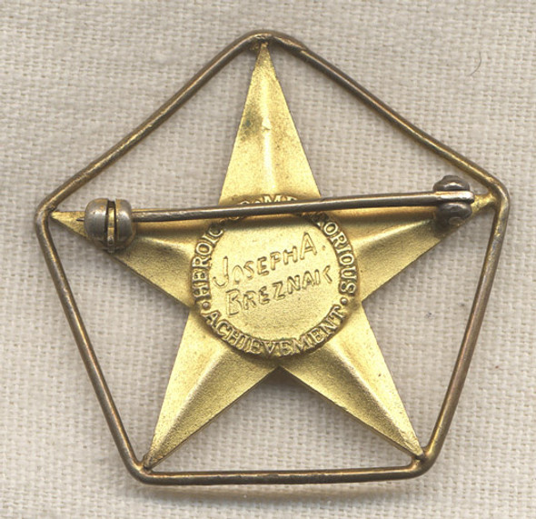 Unique Gold Star Mother Badge Made from Her Dead Son's Engraved Bronze Star Medal