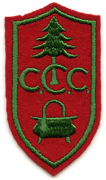 1930s Civilian Conservation Corps Cook Rate Patch, Green on Red
