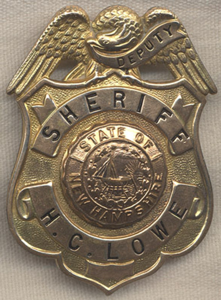 1920s New Hampshire Deputy Sheriff Badge Worn by H.C. Lowe