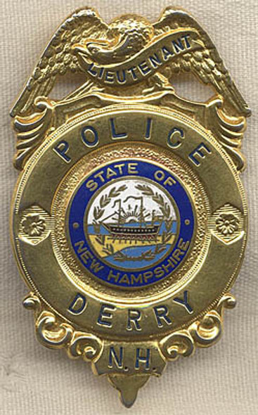 1960s-70s Derry, New Hampshire Police Lieutenant Badge