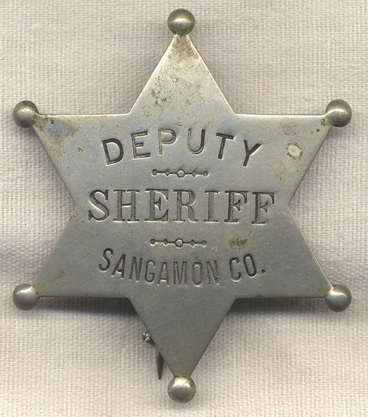 Great 1890s - 1900 Sangamon County, Michigan Deputy Sheriff Badge