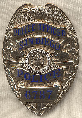 Current or 1 Issue Back San Diego, California Police Badge