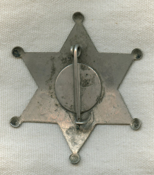 Circa 1910 "Stock" Deputy Sheriff Six-Point Star with Design at Center