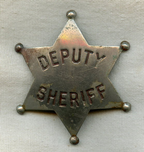 Circa 1910 "Stock" Deputy Sheriff Six-Point Star <p> NO LONGER AVAILABLE