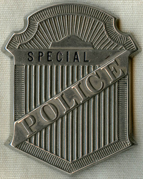 Ca. 1900 'Stock' Special Police Arched Radiator Badge with Great Spencer Maker's Mark