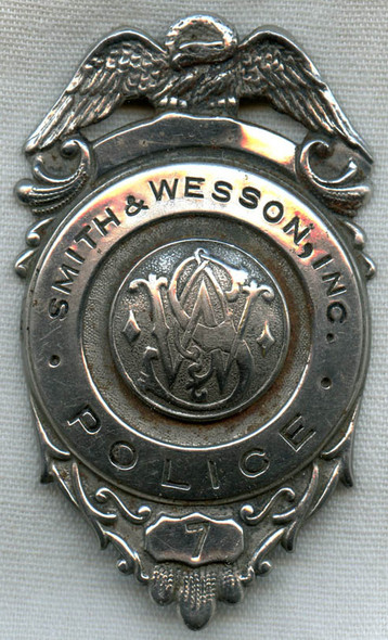 Fantastic WWI Era Smith & Wesson Factory Police Badge Lucky #7