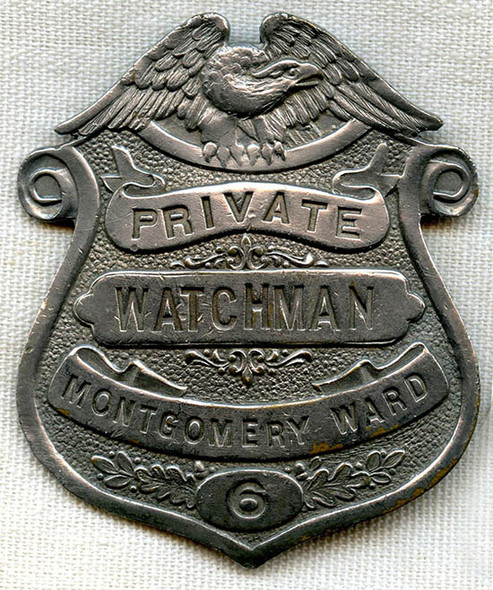 1930's Montgomery Ward Private Watchman Badge from Oakland, Ca