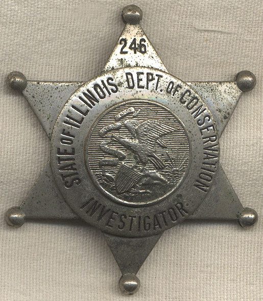 Great 1930s Illinois Department of Conservation Investigator Badge