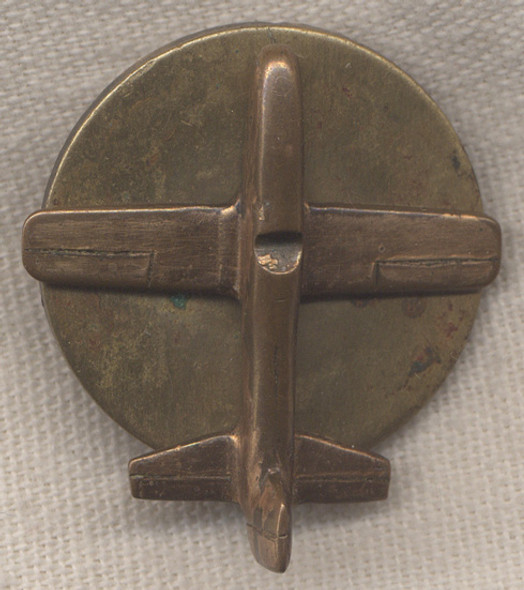Unique WWII Fighter Aircraft Pin Made from Collar Disk