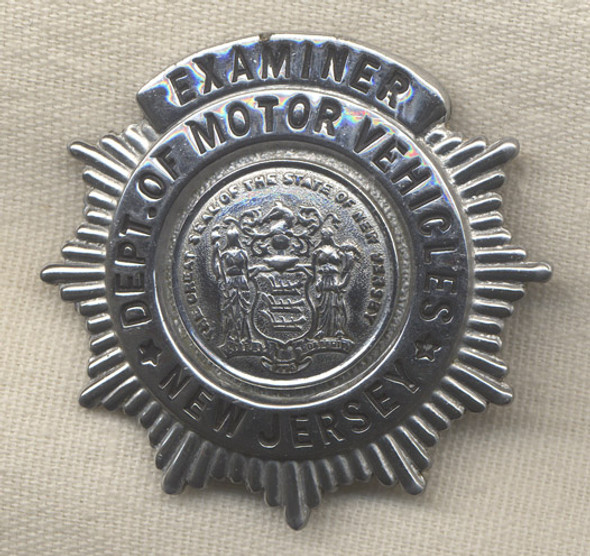 1940s New Jersey Motor Vehicle Examiner Hat Badge