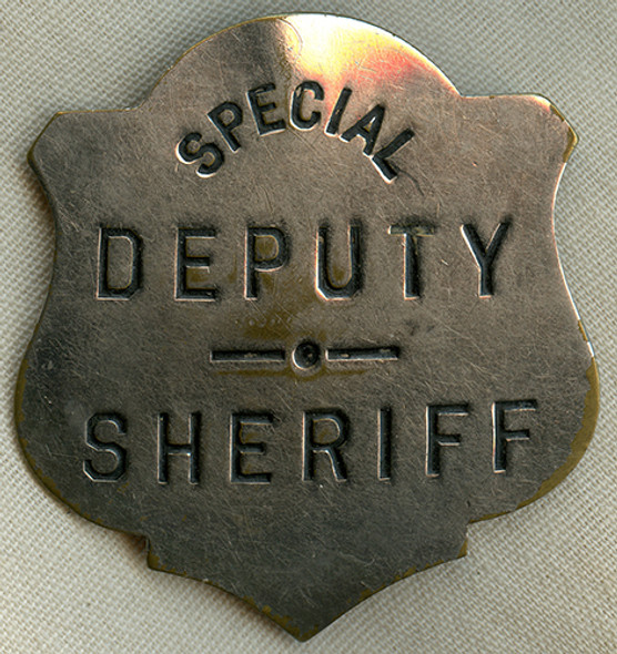 Great Old "Stock" Special Deputy Sheriff Shield Badge ca 1900s - 1910s Great Wear Great Look