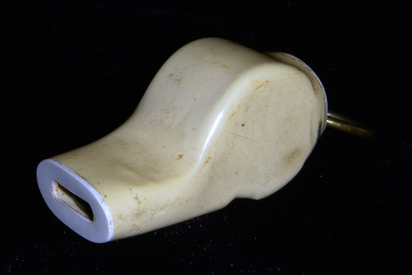 Antique Police Whistle in Cream-Colored Celluloid from the 1920s