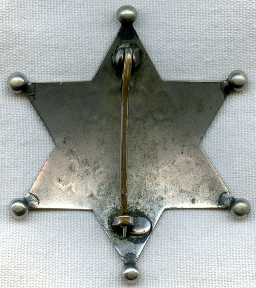 Ornate, Early and Rare 1870s-1880s "Old West" City Marshal 6 Point Star