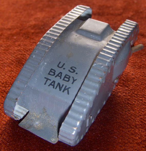 Cool WWI "US Baby Tank" Tin & Wood Toy Patented June 1916