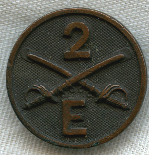 Beautiful WWI US Army 2nd Cavalry Troop E Enlisted Man Collar Disc