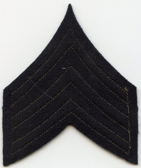 Single 1930s US Army Sergeant Rank Stripes in Olive Wool Felt Excellent Condition