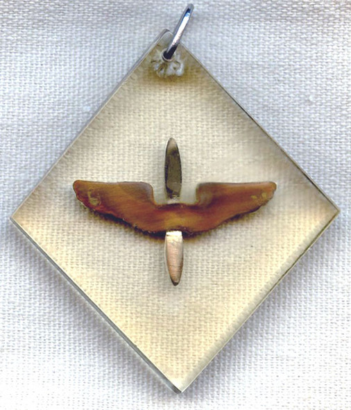 WWII USAAF Diamond-Shaped Sweetheart Pendant in Plexiglass