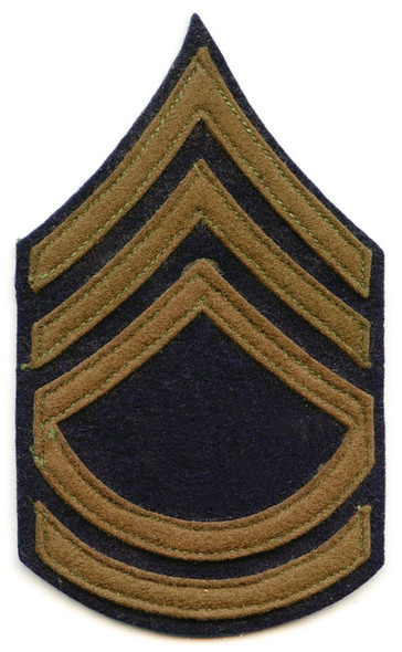 Early WWII Single US Army Rank Stripes for Technical Sergeant Olive Felt on Wool