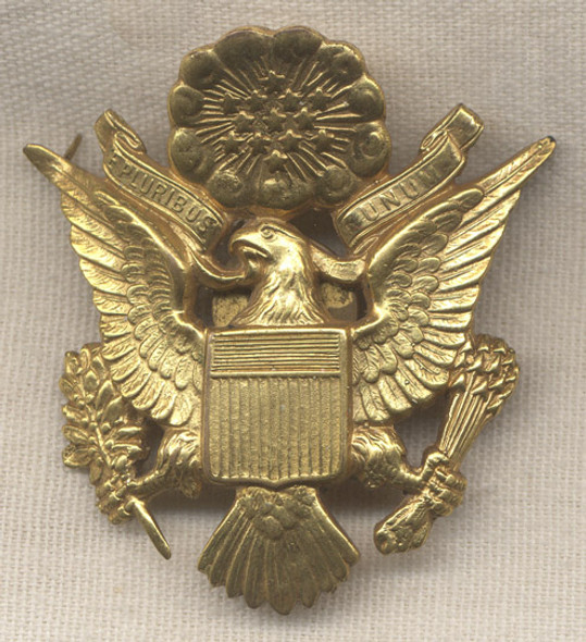 Pre-WWI US Army Hat Badge by Tiffany & Co. in Gilt Bronze