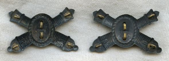 Extremely Rare Ca. 1902 US Army Field Artillery Officer Collar Insignia in Faux Bullion