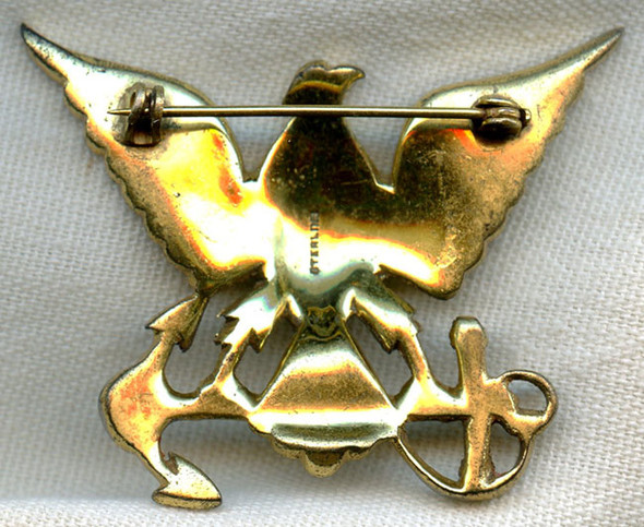 WWII Sterling Silver US Coast Guard (USCG) Officer Sweetheart Pin