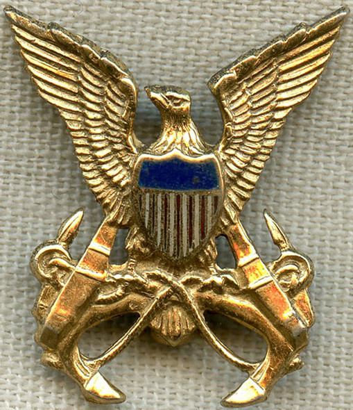 Rare Late WWII US Army Transportation Service Officer's Hat Badge - Overseas Cap Size