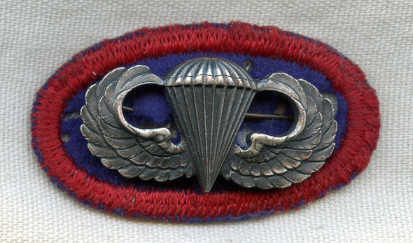 Nice Sterling WWII US Army Paratrooper Wing on Original 505th PIR Oval
