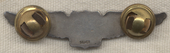 Rare Mid 1960s 2nd Issue aka Shirt Size Air America First Offier Wing in Coin Silver