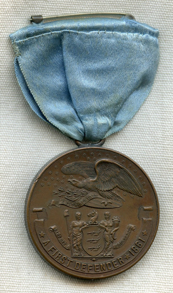 Beautiful, Rare New Jersey First Defender Medal Issued to Prvt. Wm. H. Atkinson, 3rd NJ Vol.