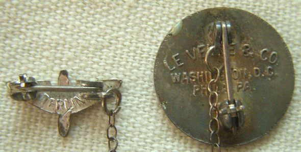 Sterling WWII USAAF Air Transport Command Chained Sweetheart Pin by Levelle & Co.