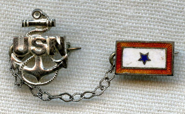Sterling WWII USN Chief Petty Officer Son-in-Service Pin