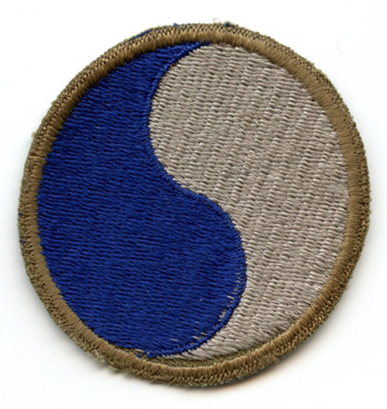 Green Back & Bordered WWII US Army 29th Infantry ("Blue and Gray") Division Patch