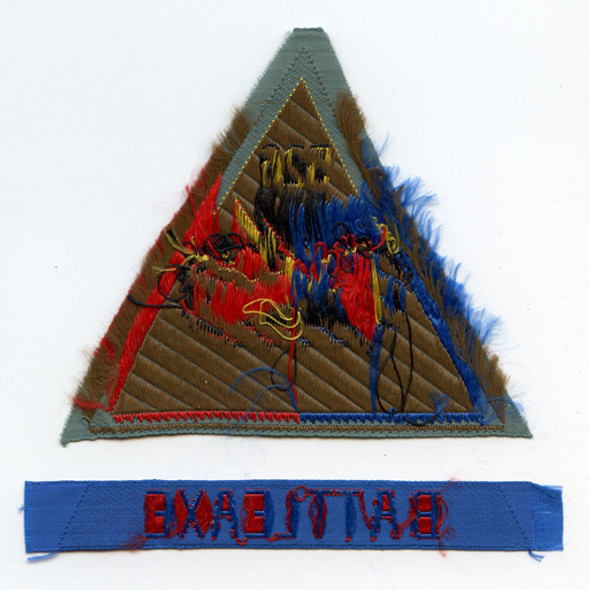 Rare US Army 526th Armored Infantry Battalion Bevo-Weave Patch with "Battleaxe" Tab