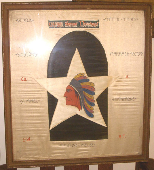 Rare WWI US Army 2nd Division, 2nd Ammo Train (2nd AT) Framed Velvet/Silk Memorial