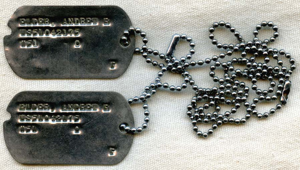Pair Korean War US Army Dog Tags on Chains