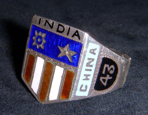 Beautiful WWII Silver 1943 China-Burma-India (CBI) Enameled Ring