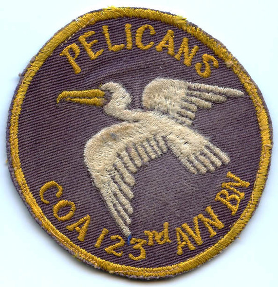 1960s US Army Co. A 123rd Aviation Battalion (Pelicans) Pocket Patch Vietnam Era