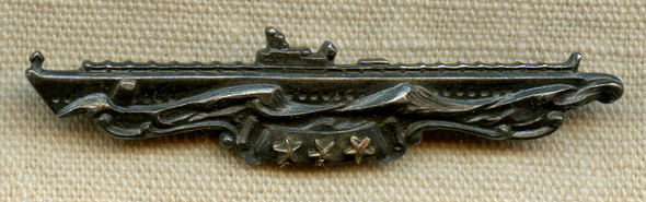 Sterling WWII US Navy Submarine Combat Patrol Badge by AMICO