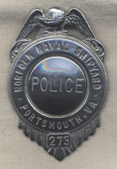 WWII Norfolk (Virginia) Naval Shipyard Police Badge