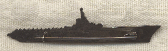 Circa 1950 USS Randolph Pin in 800 Silver, Possibly Italian Made