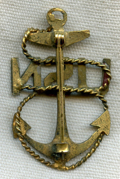 Rare Circa Early 1920s USN CPO Hat Badge in Gilt Brass and Nickel