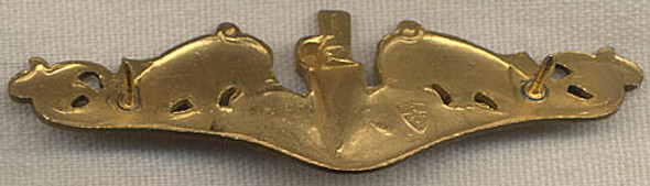 Korean War Period USN Officer's Sub Dolphin Badge by Meyer