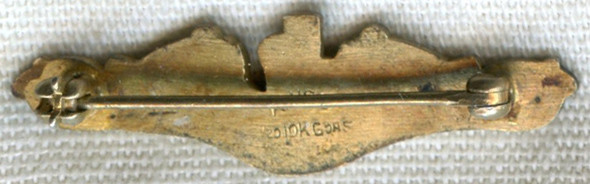 Beautiful Detailed WWII USN Submarine Officers Mini "Cap" Dolphins Badge by Amico