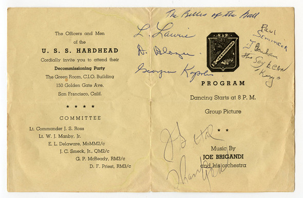 1946 USS Hardhead SS-365 Decommissioning Party Booklet