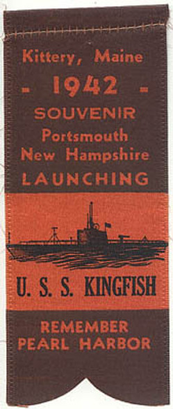 1942 Submarine Launch Ribbon for the USS Kingfish SS-234