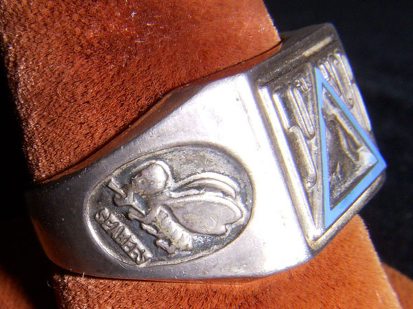 Great Sterling WWII US Navy 50th Construction Battalion (CB) "Seabees" Ring